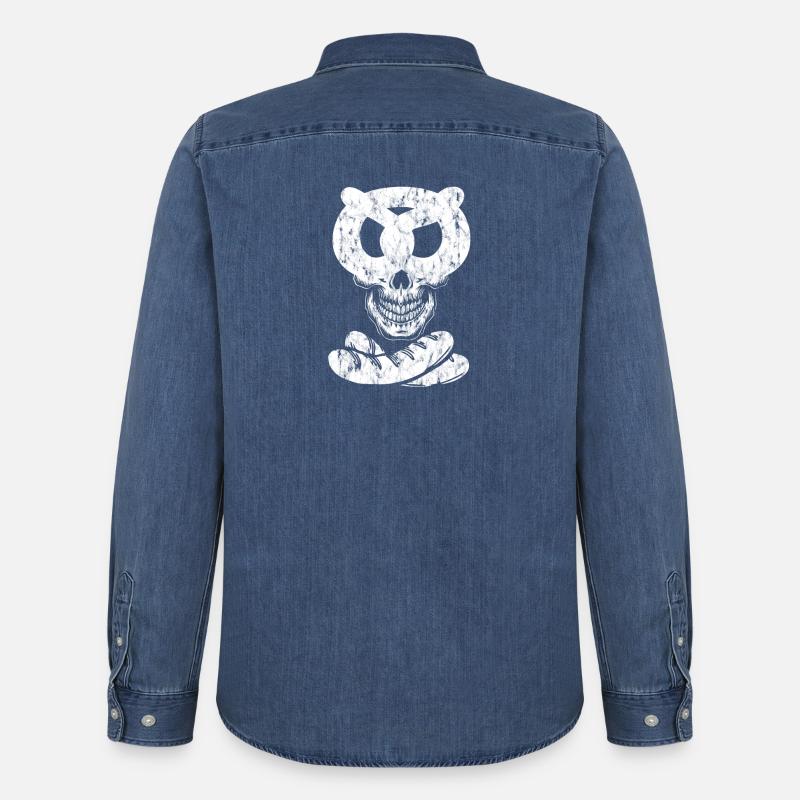 Weißwurst Brezn Skull - Männer Jeanshemd Organic von Stanley/Stella - verwaschenes Mittelblau