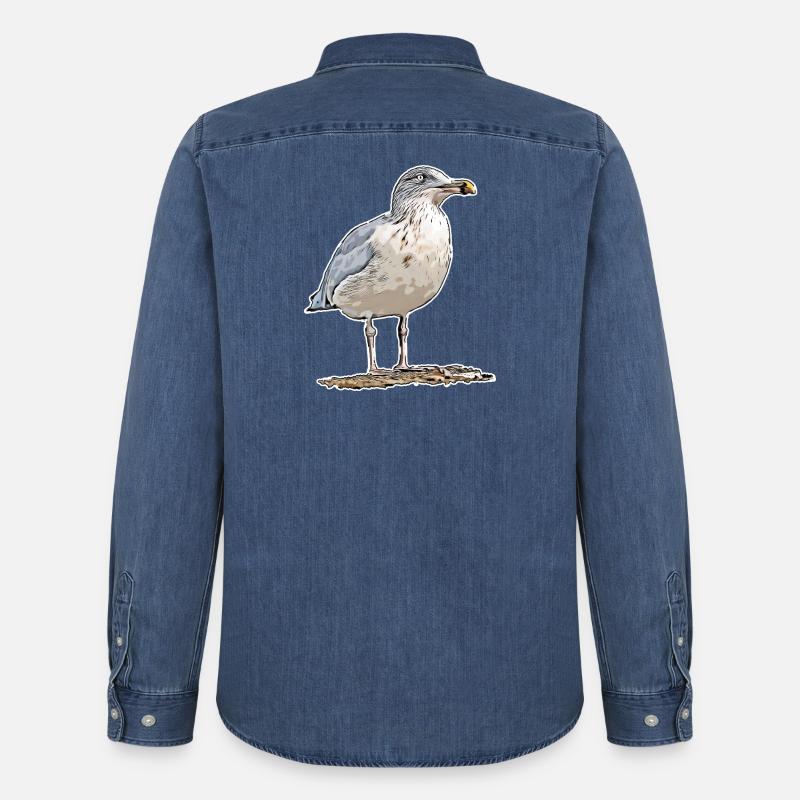 Möwe - Männer Jeanshemd Organic von Stanley/Stella - verwaschenes Mittelblau 