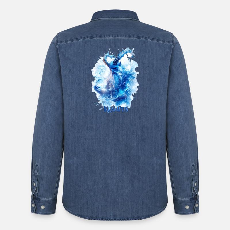 Krampus in einer Eislandschaft - Männer Jeanshemd Organic von Stanley/Stella - verwaschenes Mittelblau