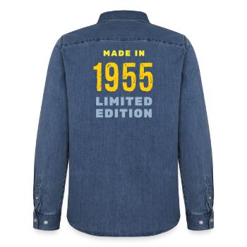 1955 - Chemise en denim homme bio Stanley/Stella - bleu moyen délavé  - Dos - AI Model Male 185 light (185cm)