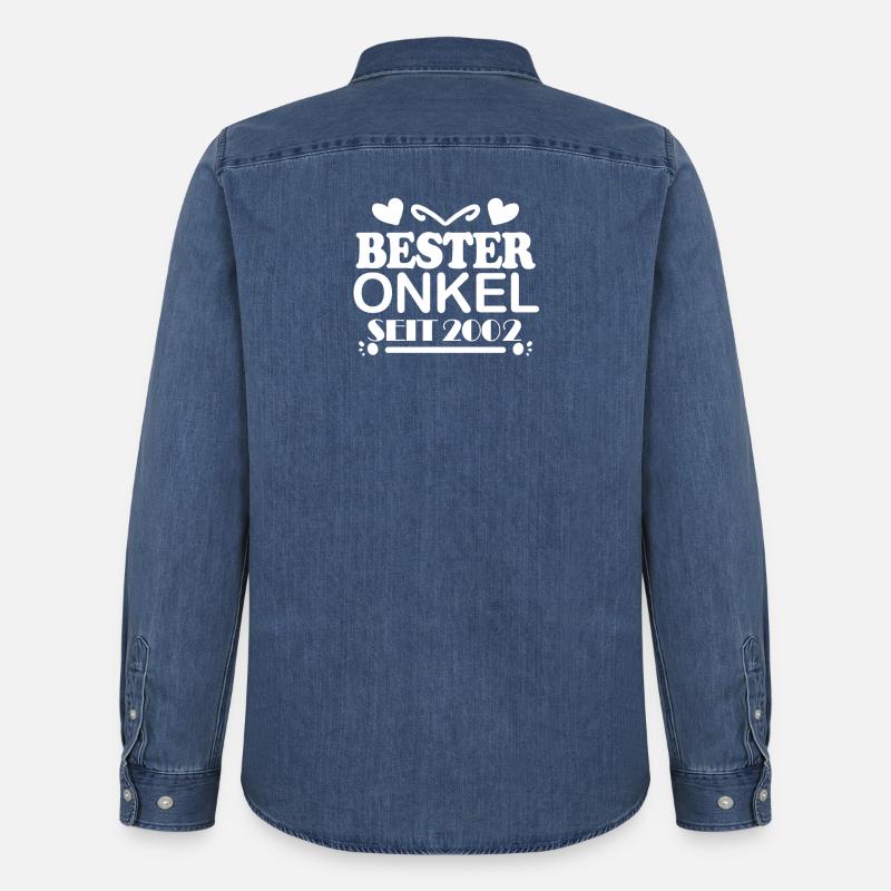 Bester Onkel seit 2002 - Männer Jeanshemd Organic von Stanley/Stella - verwaschenes Mittelblau