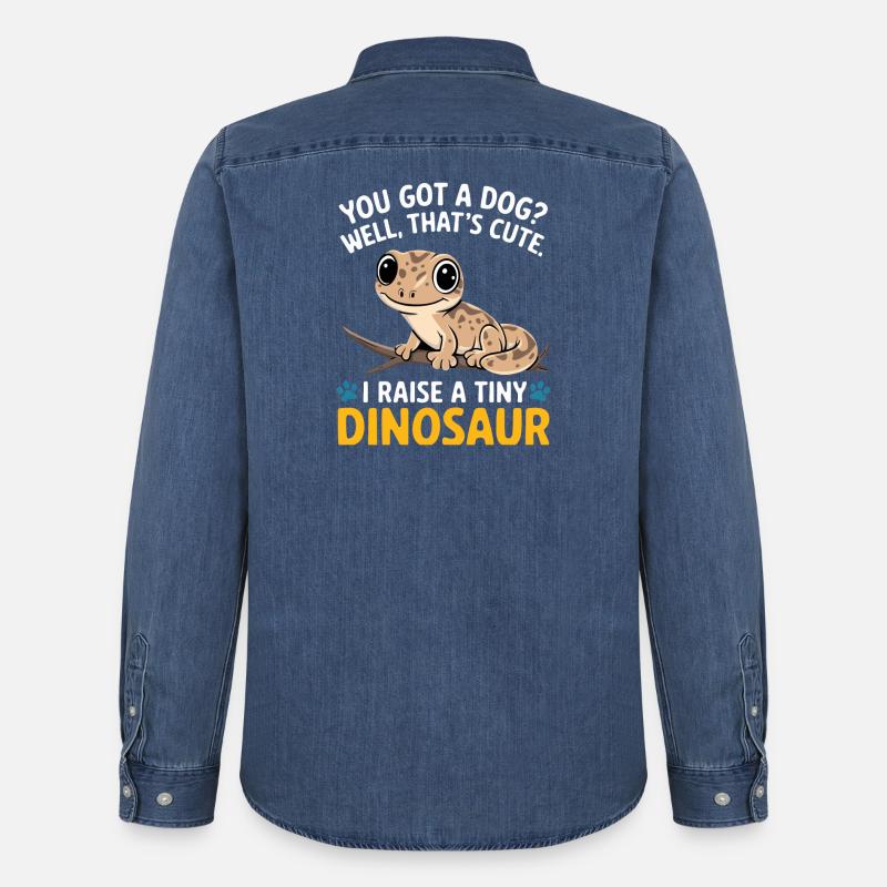 Lustige winzige Dinosaurier-Eidechse - Männer Jeanshemd Organic von Stanley/Stella - verwaschenes Mittelblau