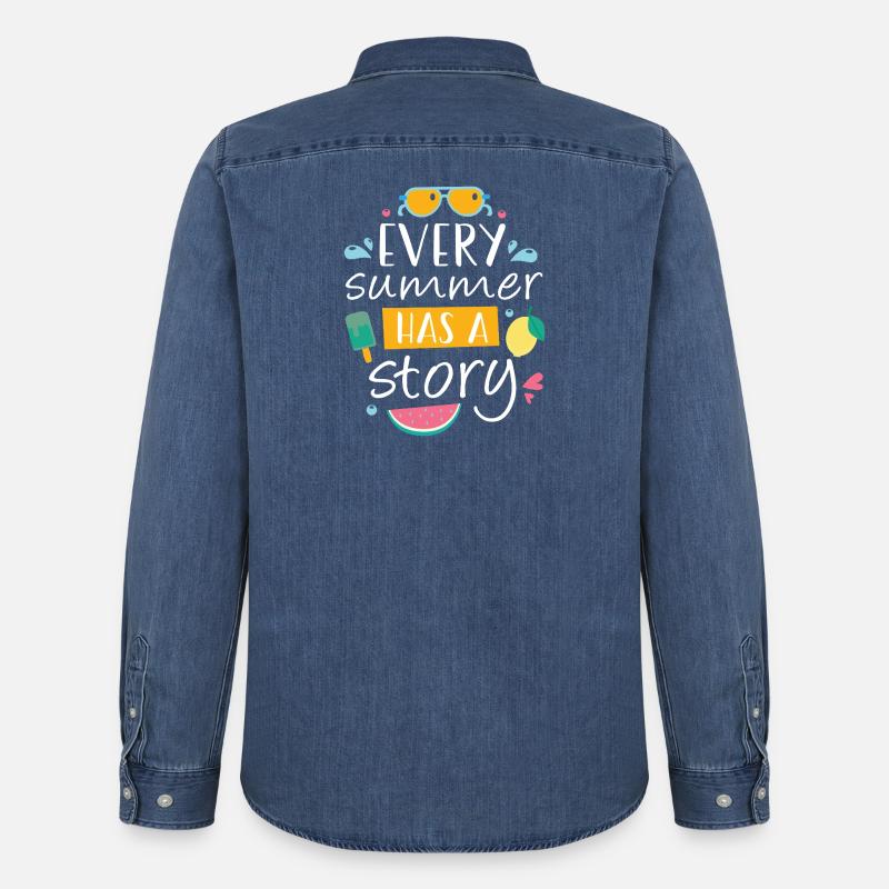 Jeder Sommer hat eine Geschichte - Männer Jeanshemd Organic von Stanley/Stella - verwaschenes Mittelblau