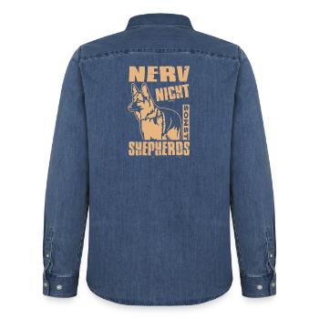 Schäferhund Geschenke Hund Herrchen Gassi - Männer Jeanshemd Organic von Stanley/Stella - verwaschenes Mittelblau  - Hinten - AI Model Male 185 light (185cm)