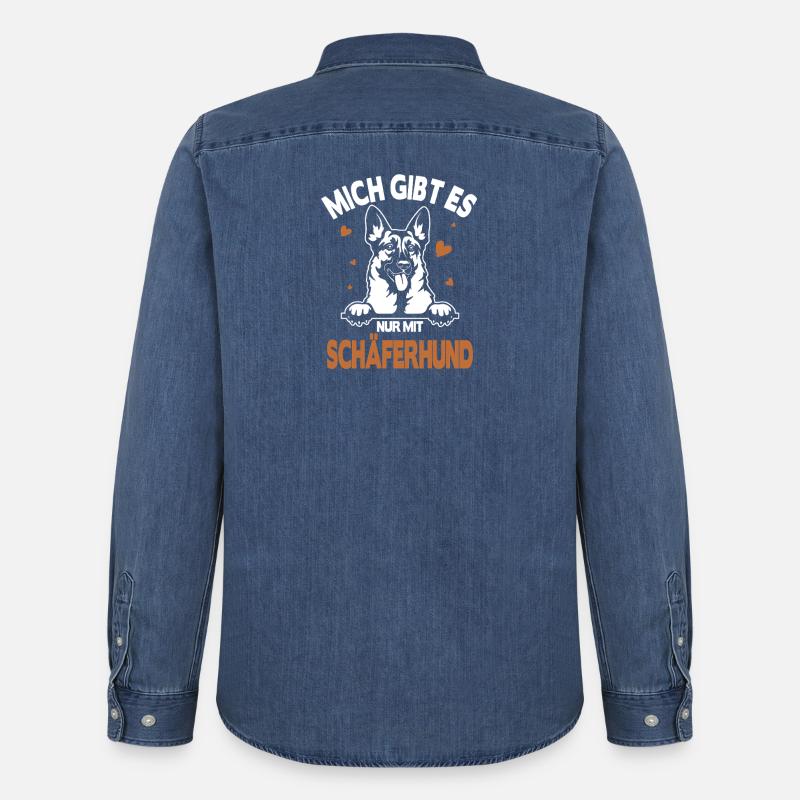 Schäferhund Geschenke Hund Frauchen Gassi - Männer Jeanshemd Organic von Stanley/Stella - verwaschenes Mittelblau 