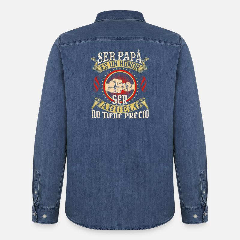 Ser Papá Es Un Héroe - Männer Jeanshemd Organic von Stanley/Stella - verwaschenes Mittelblau