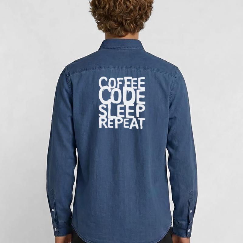 coffee code Programmer - Computer Science Work Logo Men’s Organic Denim Shirt by Stanley/Stella