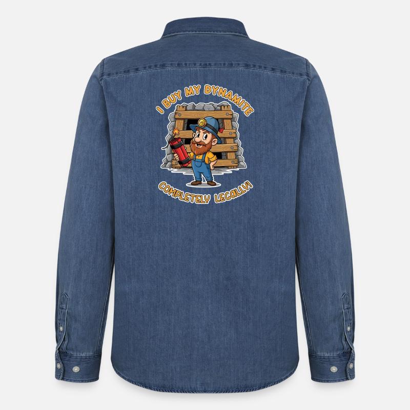 Dynamit-Miner ! - Männer Jeanshemd Organic von Stanley/Stella - verwaschenes Mittelblau 