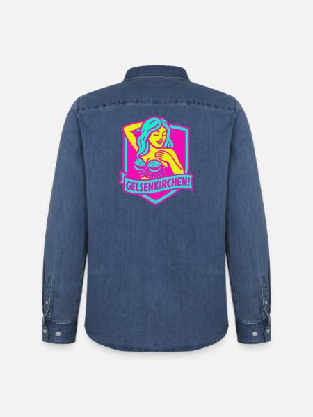 Gelsenkirchen Superstar in pink - Men’s Organic Denim Shirt by Stanley/Stella - mid washy