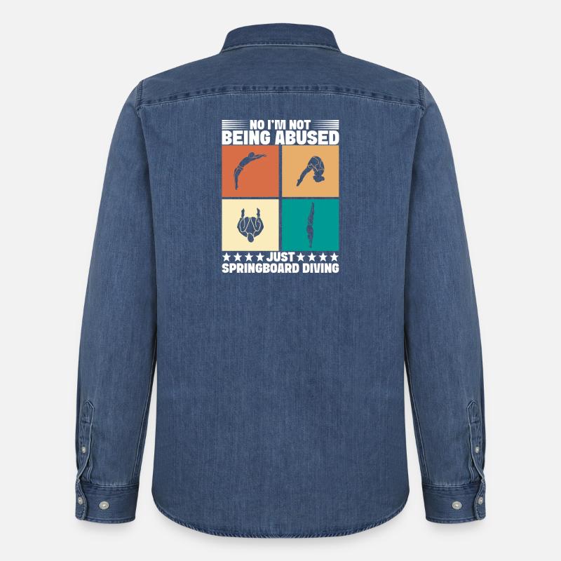 Kunstspringen Turmspringer Sprungbrett - Männer Jeanshemd Organic von Stanley/Stella - verwaschenes Mittelblau 