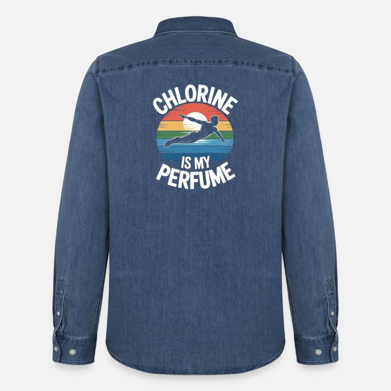 Kunstspringen Turmspringer Sprungbrett - Männer Jeanshemd Organic von Stanley/Stella - verwaschenes Mittelblau 