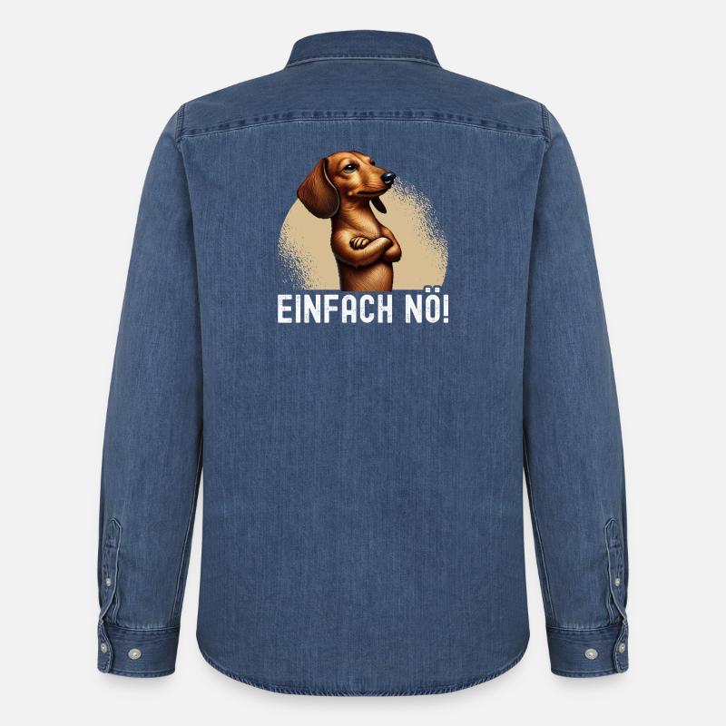 Einfach Nö Dackel Teckel Hund Hunderasse - Männer Jeanshemd Organic von Stanley/Stella - verwaschenes Mittelblau 