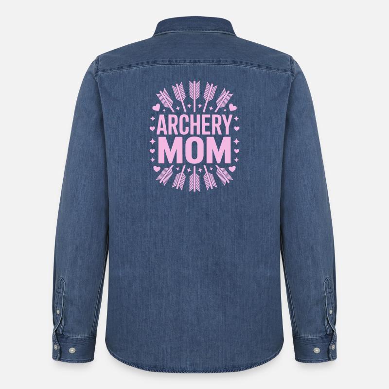 Bogenschießen Spruch Mutter Bogenschießen Geschenk - Männer Jeanshemd Organic von Stanley/Stella - verwaschenes Mittelblau 