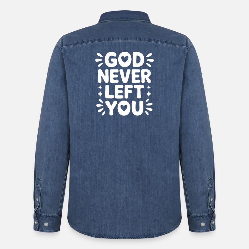 God Never Left You Design - Männer Jeanshemd Organic von Stanley/Stella - verwaschenes Mittelblau
