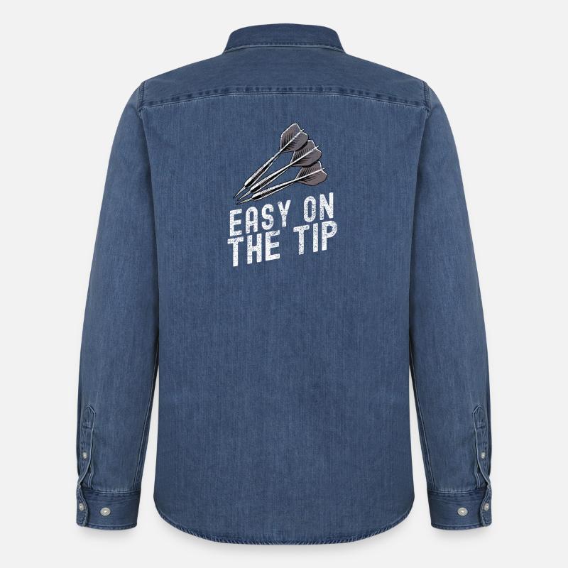 Dartscheibe mit Präzisionspfeil-Design - Männer Jeanshemd Organic von Stanley/Stella - verwaschenes Mittelblau 