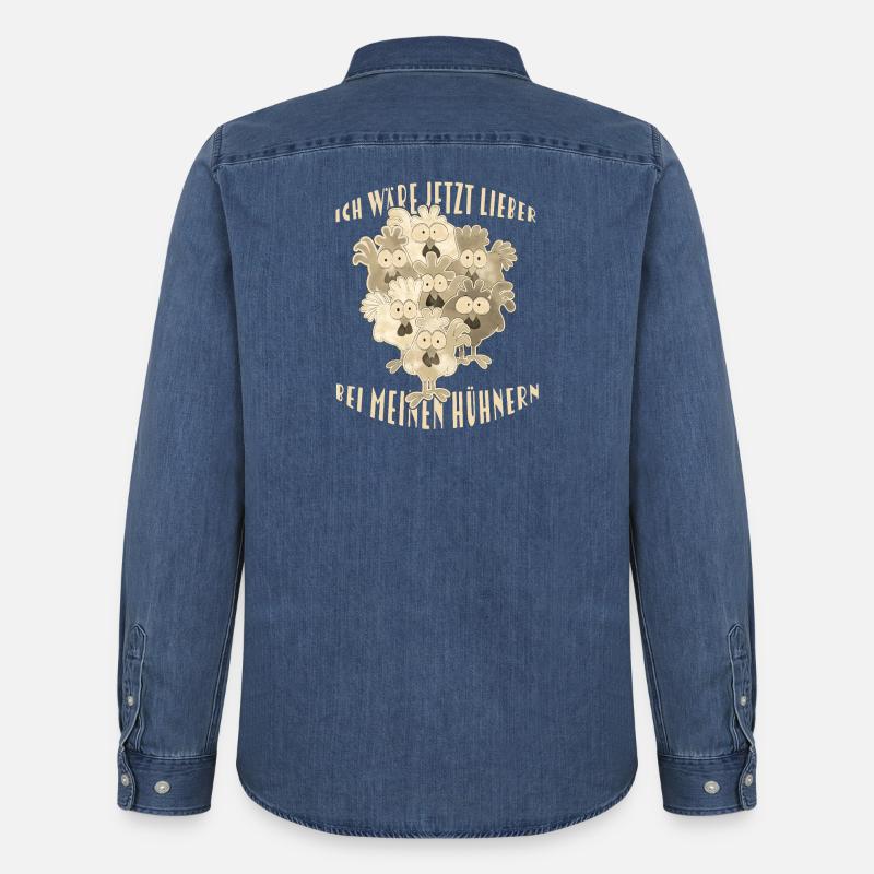 Hühner Spruch - Männer Jeanshemd Organic von Stanley/Stella - verwaschenes Mittelblau 