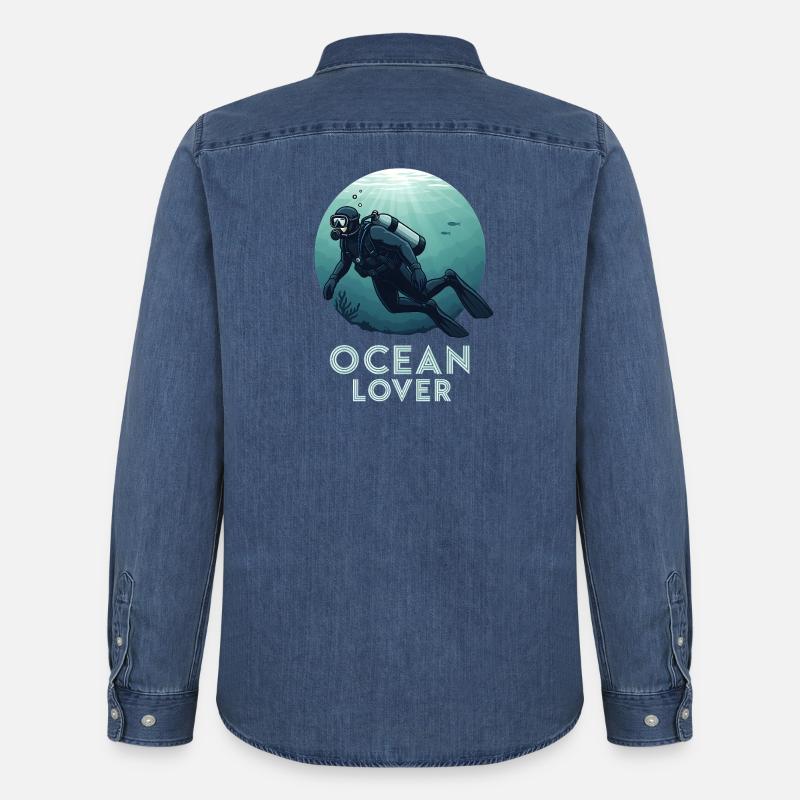 Ocean Lover Taucher - Männer Jeanshemd Organic von Stanley/Stella - verwaschenes Mittelblau 