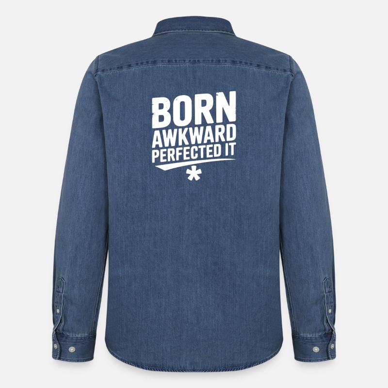 Born Awkward Perfektionierte es - Männer Jeanshemd Organic von Stanley/Stella - verwaschenes Mittelblau 