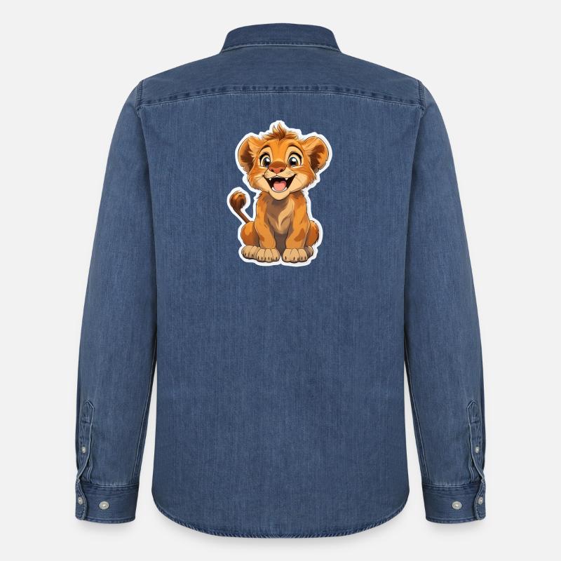 Löwe - Männer Jeanshemd Organic von Stanley/Stella - verwaschenes Mittelblau