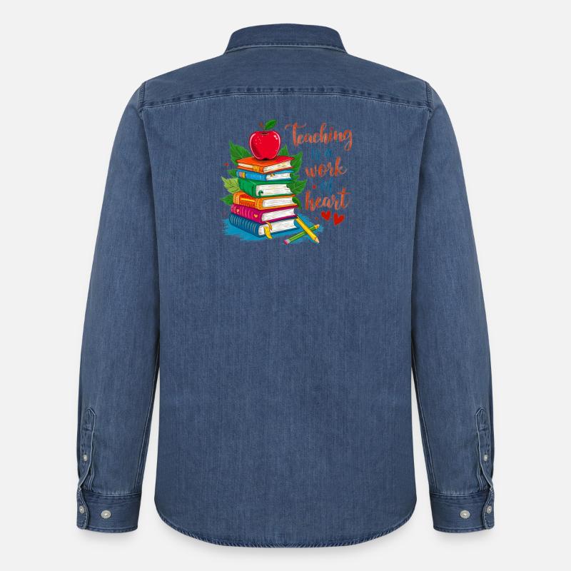 Lehrerin Bokstack und Hjärta - Männer Jeanshemd Organic von Stanley/Stella - verwaschenes Mittelblau 