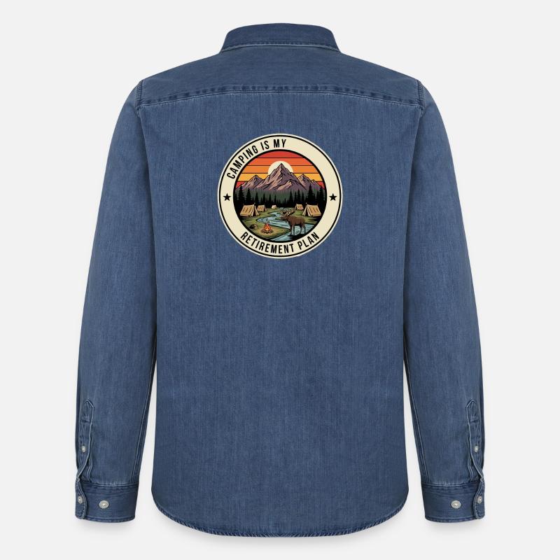 Retiree Camping Retirement Plan - Männer Jeanshemd Organic von Stanley/Stella - verwaschenes Mittelblau 
