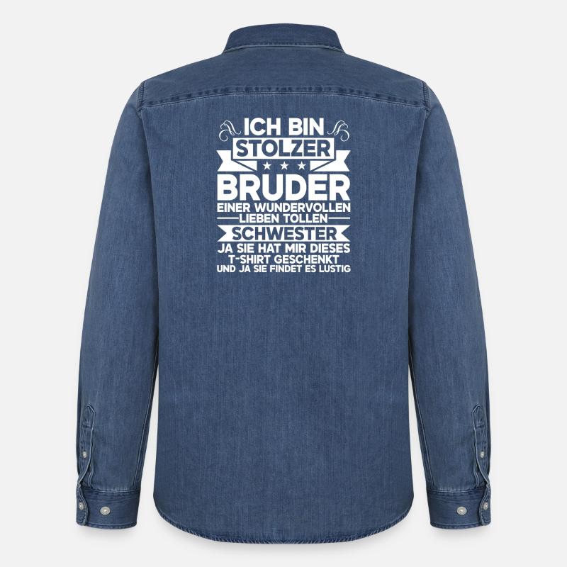 Stolzer Bruder Einer Wundervollen Schwester - Männer Jeanshemd Organic von Stanley/Stella - verwaschenes Mittelblau