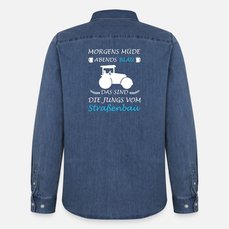 Straßenbau Straßenbauer Bauarbeiter - Männer Jeanshemd Organic von Stanley/Stella - verwaschenes Mittelblau