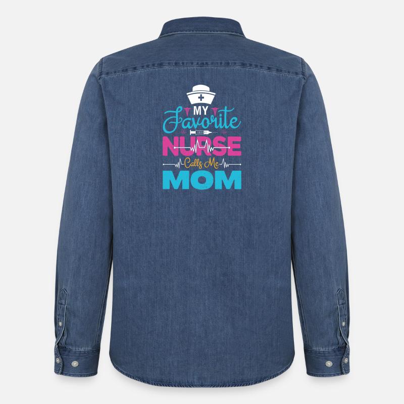 Mama Stolze Krankenschwester Mutter Geschenke - Männer Jeanshemd Organic von Stanley/Stella - verwaschenes Mittelblau 