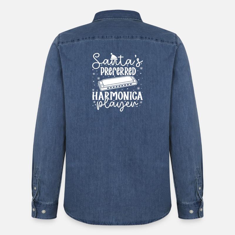 Harmonica Musican Santa´s Preferred Harmonica - Männer Jeanshemd Organic von Stanley/Stella - verwaschenes Mittelblau 