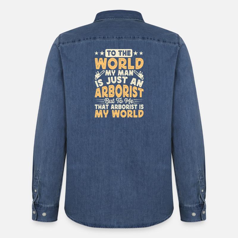 Baumpfleger Holzarbeiter Waldarbeiter Geschenk - Männer Jeanshemd Organic von Stanley/Stella - verwaschenes Mittelblau 