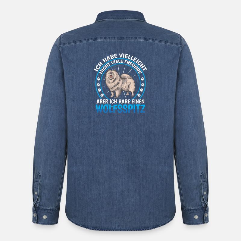 Wolfsspitz ist Freund Deutscher Wolfsspitz - Männer Jeanshemd Organic von Stanley/Stella - verwaschenes Mittelblau 