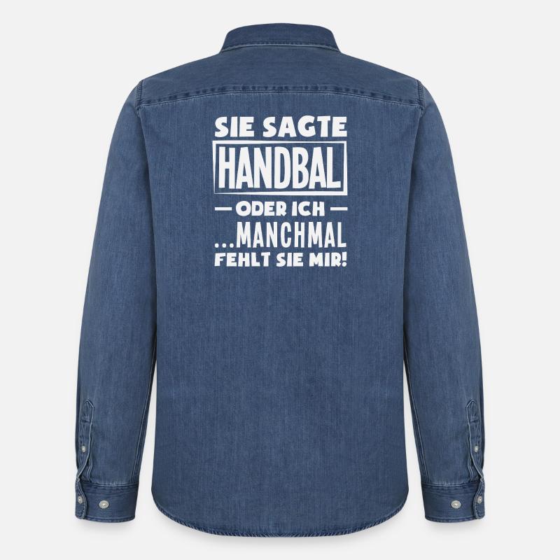 Handball oder ich – manchmal fehlt sie - Männer Jeanshemd Organic von Stanley/Stella - verwaschenes Mittelblau