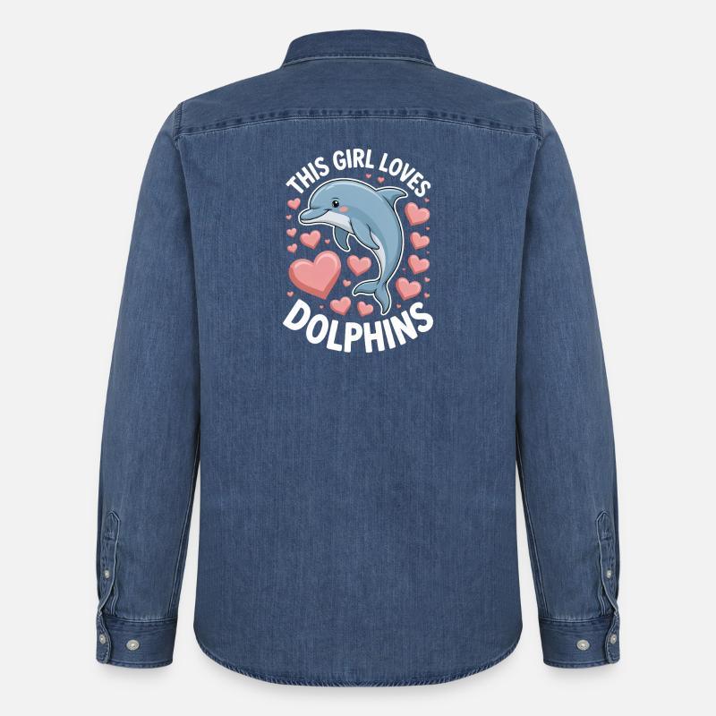 Delfin Spruch Mädchen Lustiges Delfin Geschenk - Männer Jeanshemd Organic von Stanley/Stella - verwaschenes Mittelblau