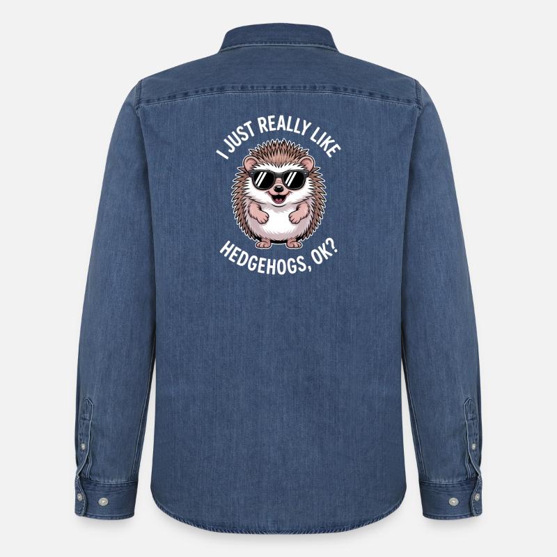 Igel Spruch Lustiges Igel Geschenk - Männer Jeanshemd Organic von Stanley/Stella - verwaschenes Mittelblau 