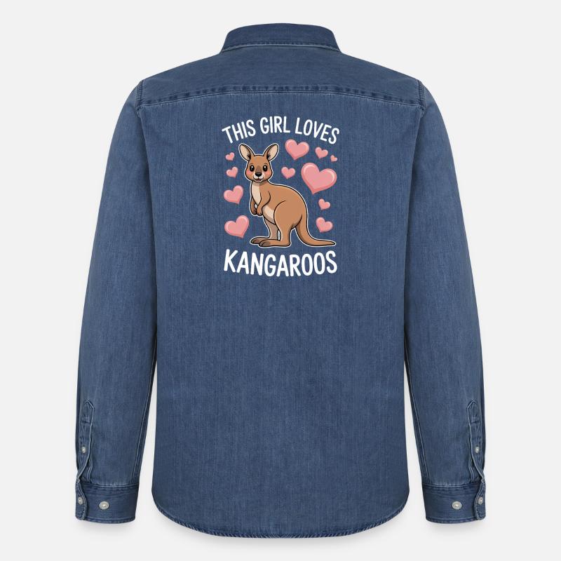 Kangaroo Spruch Mädchen Lustige Kangaroo Geschenk - Männer Jeanshemd Organic von Stanley/Stella - verwaschenes Mittelblau 