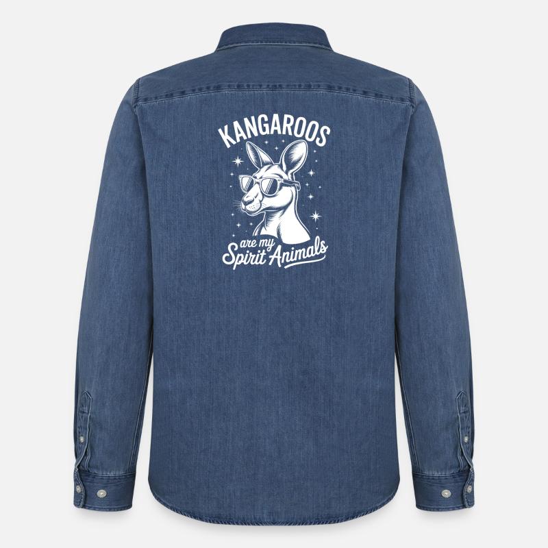 Kangaroo Spruch Kangaroos Lustige Kangaroo Geschen - Männer Jeanshemd Organic von Stanley/Stella - verwaschenes Mittelblau 