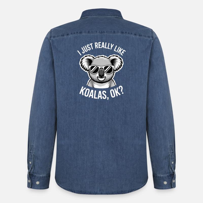 Koala Spruch Koalas Lustiges Koala Geschenk - Männer Jeanshemd Organic von Stanley/Stella - verwaschenes Mittelblau