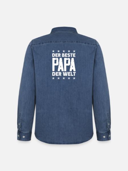 Funny Father's Day Gift Dad Beer - Men’s Organic Denim Shirt by Stanley/Stella - mid washy 