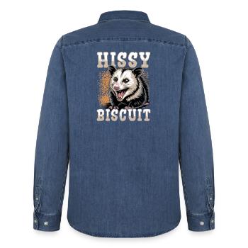 Funny Opossum - Männer Jeanshemd Organic von Stanley/Stella - verwaschenes Mittelblau  - Hinten - AI Model Male 185 light (185cm)