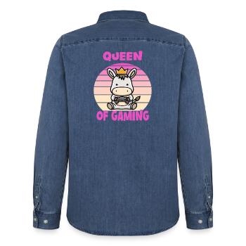 Gaming queen - Männer Jeanshemd Organic von Stanley/Stella - verwaschenes Mittelblau  - Hinten - AI Model Male 185 light (185cm)