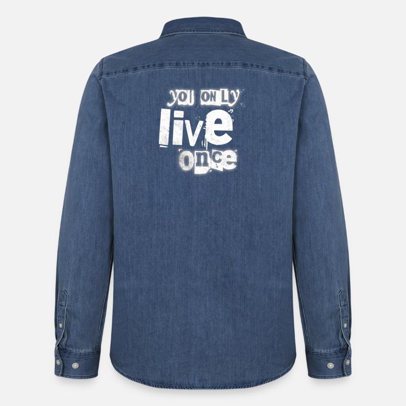 Nur Ein Leben - Männer Jeanshemd Organic von Stanley/Stella - verwaschenes Mittelblau