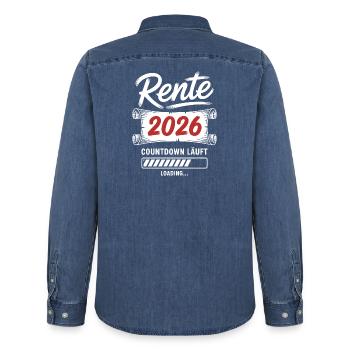 Le compte à rebours de la rente 2026 est lancé - Chemise en denim homme bio Stanley/Stella - bleu moyen délavé  - Dos - AI Model Male 185 light (185cm)