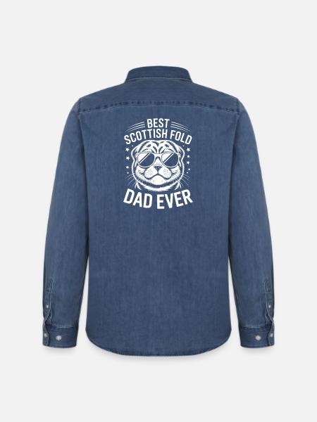 Scottish Folding Cats Scottish Fold Gift - Men’s Organic Denim Shirt by Stanley/Stella - mid washy