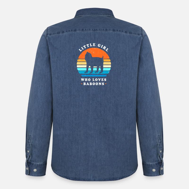 Baboon Primate Monkey Monkey Baboon - Men’s Organic Denim Shirt by Stanley/Stella - mid washy