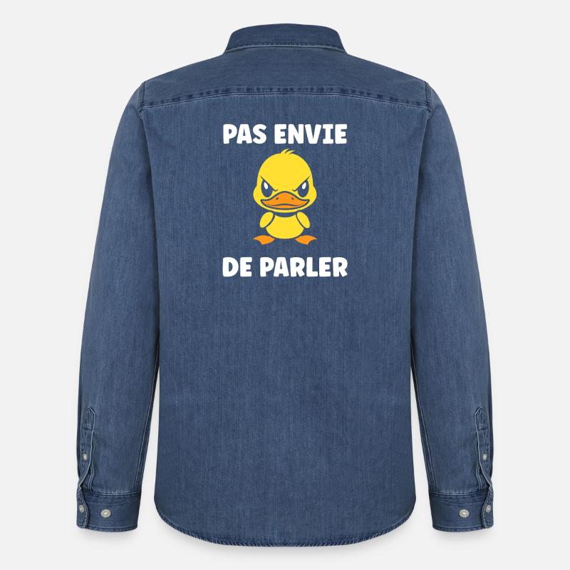Grumpy Duck – Nicht bereit zu reden - Männer Jeanshemd Organic von Stanley/Stella - verwaschenes Mittelblau 