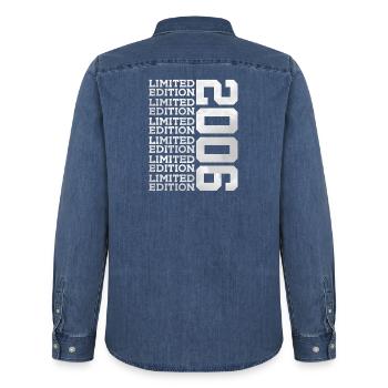 ÉDITION LIMITÉE 2006 20 ANS 20E ANNIVERSAIRE - Chemise en denim homme bio Stanley/Stella - bleu moyen délavé  - Dos - AI Model Male 185 light (185cm)