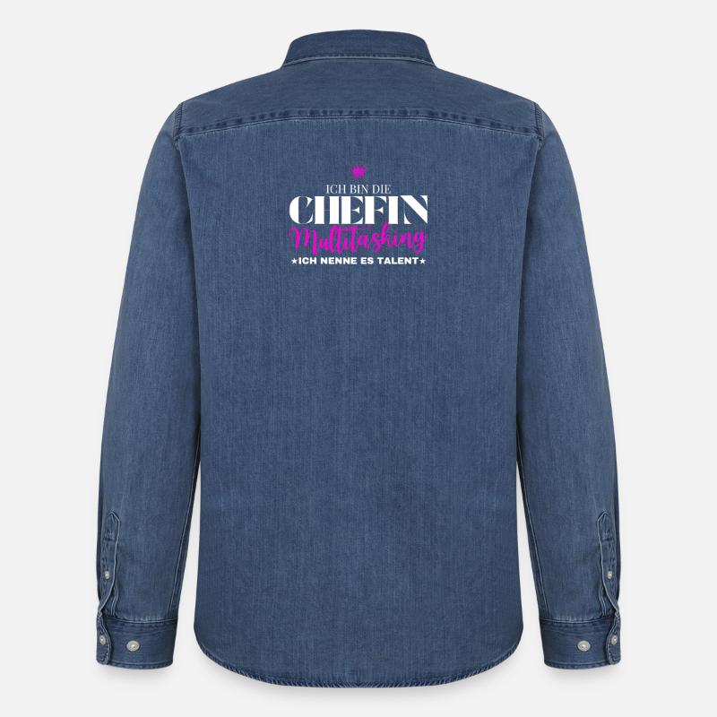 Ich bin die Chefin Multitasking - Männer Jeanshemd Organic von Stanley/Stella - verwaschenes Mittelblau