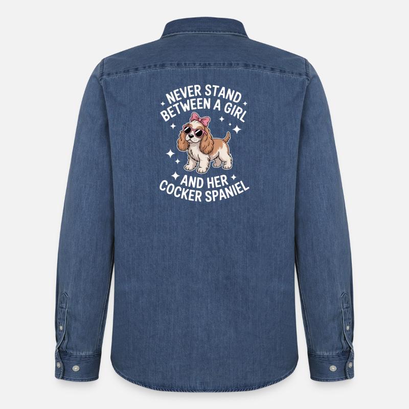 Cocker Spaniel Sprüche Cocker Spaniel Geschenk - Männer Jeanshemd Organic von Stanley/Stella - verwaschenes Mittelblau