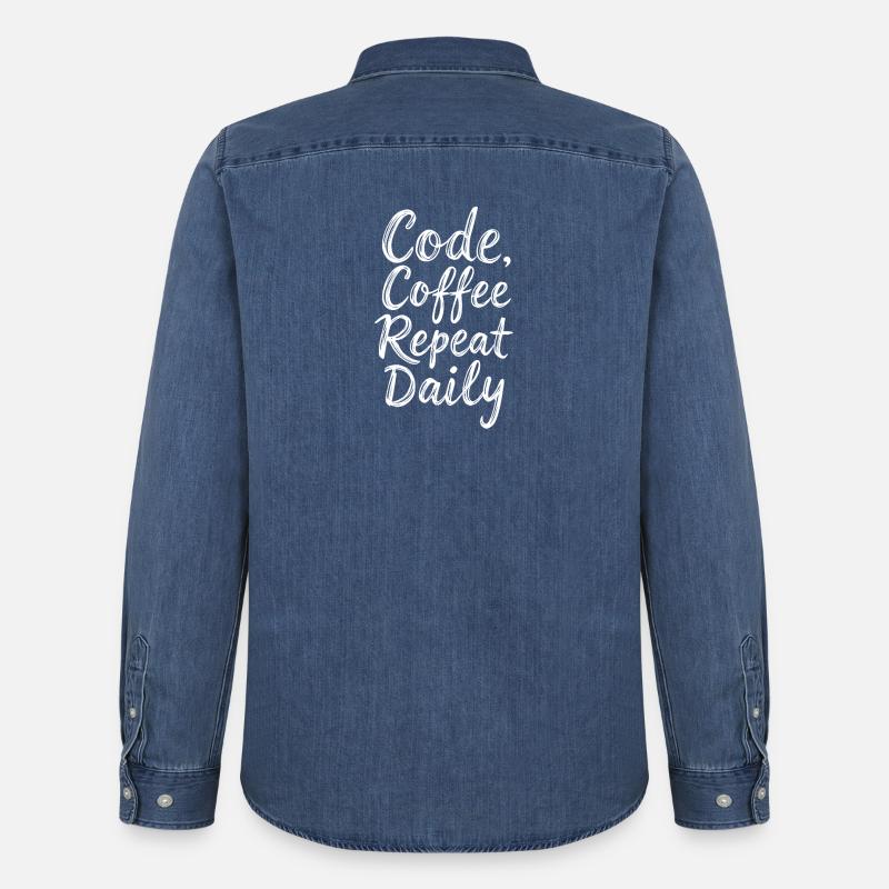 Code Schlaf Debug Wiederholungsprogramm Shirt - Männer Jeanshemd Organic von Stanley/Stella - verwaschenes Mittelblau 