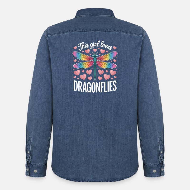 libellen Spruch libelle Lustiges libellen Geschenk - Männer Jeanshemd Organic von Stanley/Stella - verwaschenes Mittelblau 